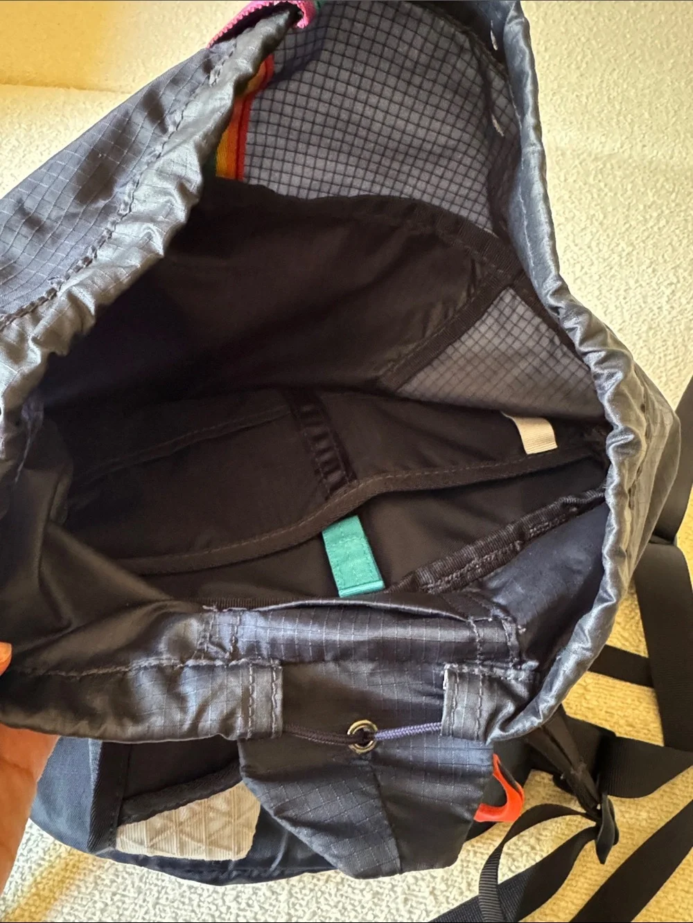 Dark Blue REI Daypack/hiking pack with Rainbow Strap